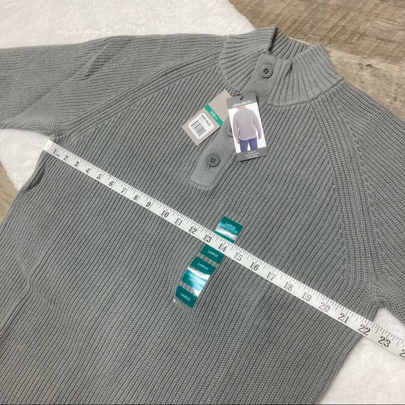 NWT Eddie Bauer Men’s sweater button neck gray cotton knit pullover size L - Picture 7 of 12